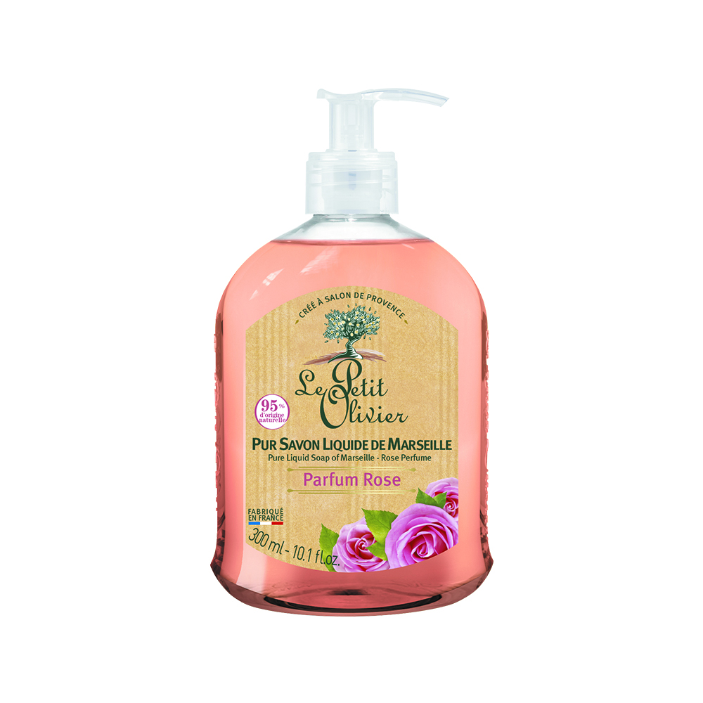 Pure liquid soap of Marseille. Rose