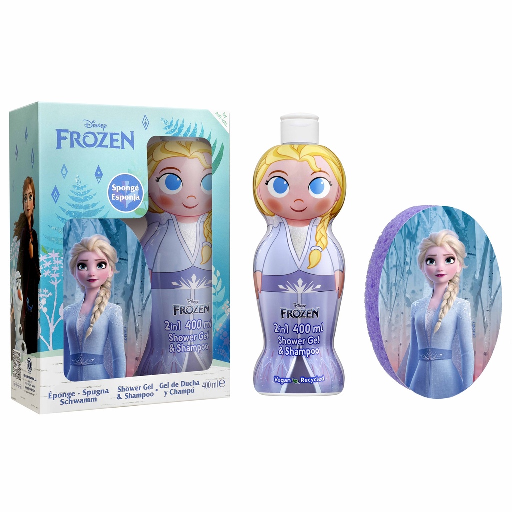 Frozen Elsa Gift Set 1D Shower Gel &amp; Shampoo 2 in 1 400 ml + Sponge