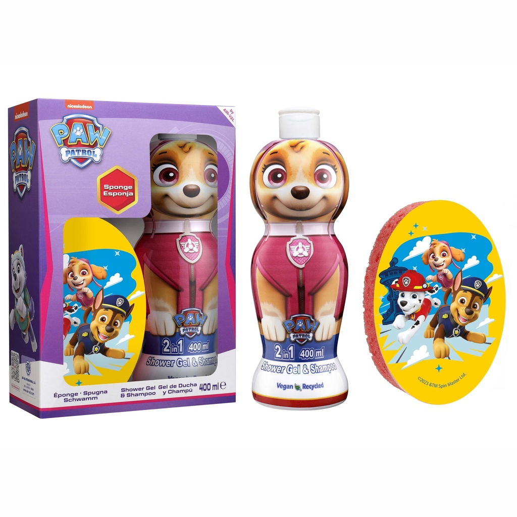 Paw Patrol Skye Gift Set 1D Shower Gel &amp; Shampoo 2 in 1 400 ml + Sponge